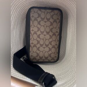 Coach Tan and Brown Signature Belt Bag